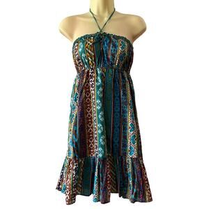 I ❤️ H 81 Multicolor Cotton Striped Print Strapless Sundress Juniors Size Medium